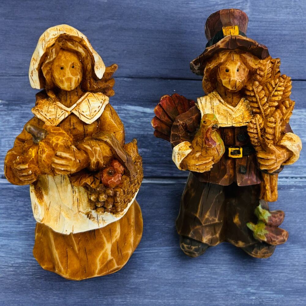 Ganz Thanksgiving Couple Figurines Pair EG885 Resin 4" Tall